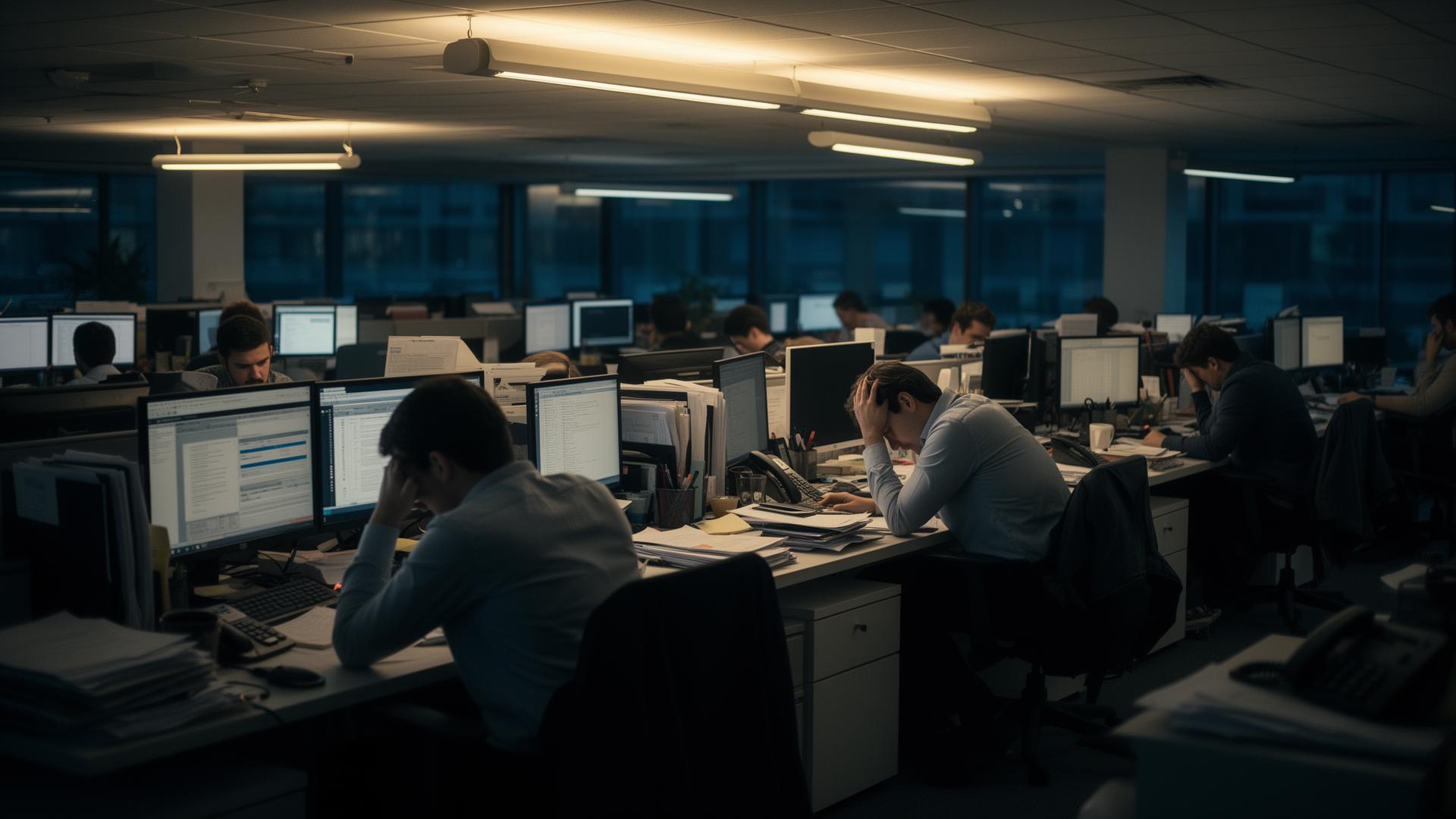 Office workers overwhelmed by the distance between plans and capability